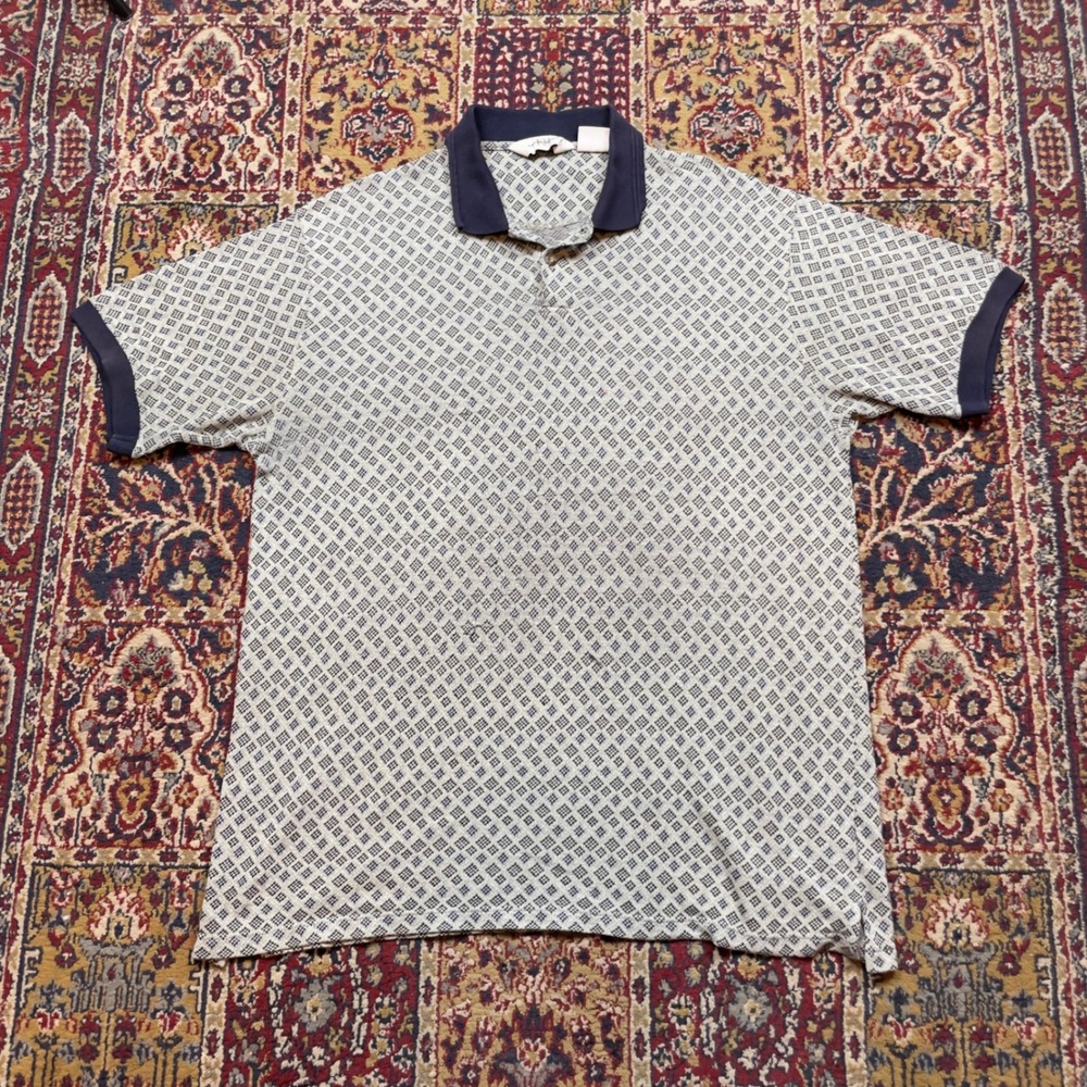 Knightsbridge Mens Extra‎ Large Geo Print Short Sleeve Polo Shirt Navy Collar